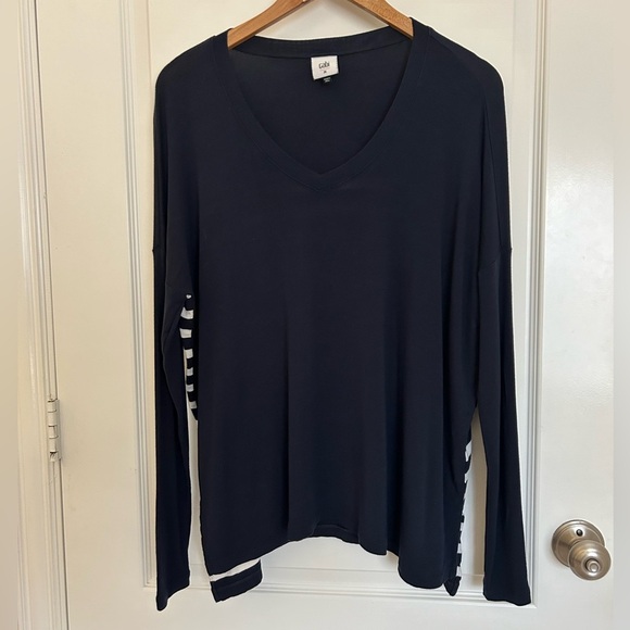 CAbi Top Women's Blue White Striped Long Sleeve Lighthouse Tee Medium #5742 - Picture 3 of 11